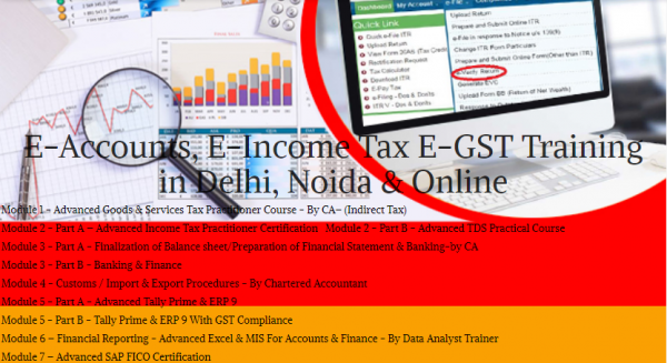 E-Accounting Course in Delhi । SAP FICO Course in Noida । BAT Course by SLA Consultants Accounting Institute, Taxation and Tally Prime Institute in De