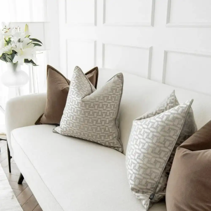 Velvet Brown Metallic Geometric Elsie Cushion Bundle