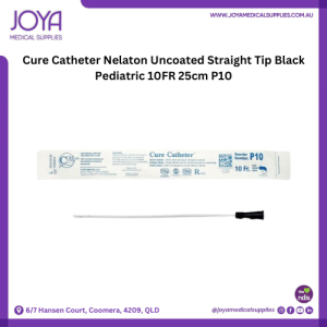 Cure Catheter Nelaton Uncoated Straight Tip Black Pediatric 10FR 25cm P10 - Joya Medical Supplies