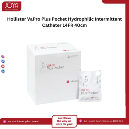 Hollister VaPro Plus Pocket Hydrophilic Intermittent Catheter 14FR 40cm - Joya Medical Supplies