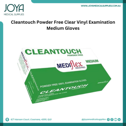 Cleantouch Powder Free Clear Vinyl Examination Medium Gloves - Joya Medical Supplies